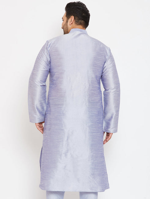 Vastramay Men's Plus Size Lavender Silk Blend Kurta